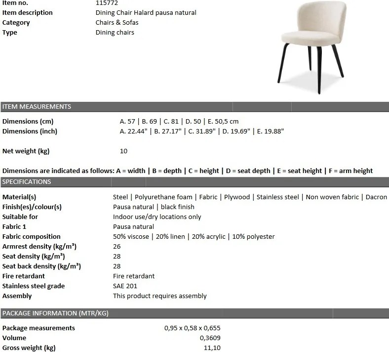 Scaun design LUX Halard, pausa natural 115772 HZ