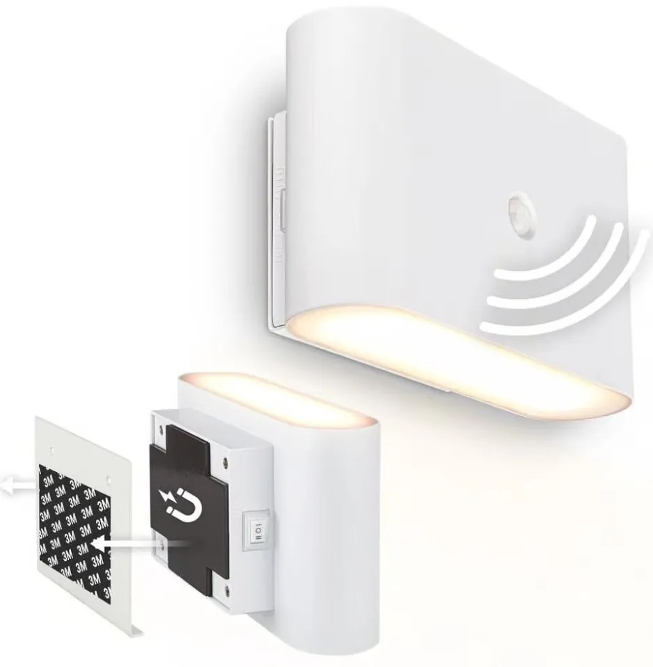 Briloner 3878016 - Aplică de perete LED reîncărcabilă cu senzor CHAT LED/3W/5V 2000 mAh albă
