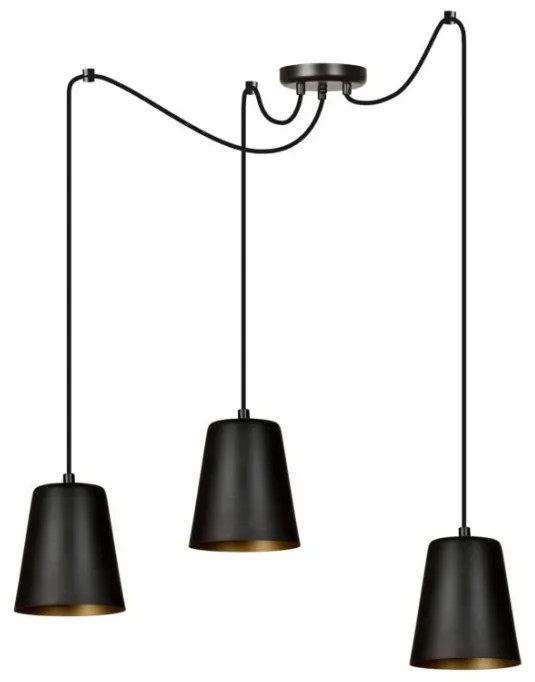 Lustra cu pendule metalice design modern LINK 3 negru/auriu