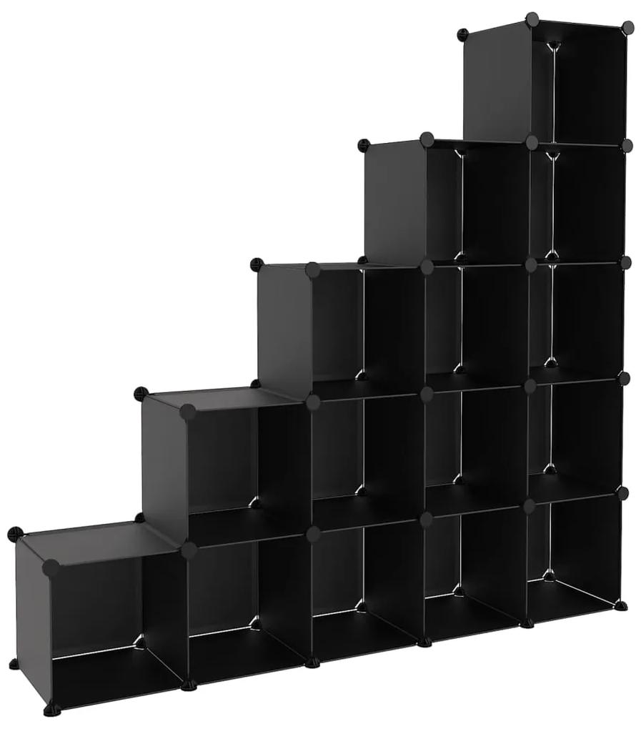 Organizator cub de depozitare, 15 cuburi, negru, PP 1, 155 x 32 x 153.5 cm, Negru, 1, 155 x 32 x 153.5 cm