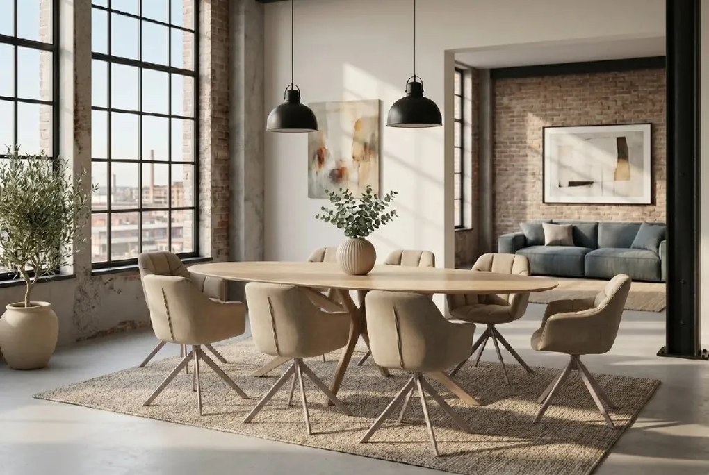 Masa ovala cu blat din ceramica TRAVERTIN 220cm