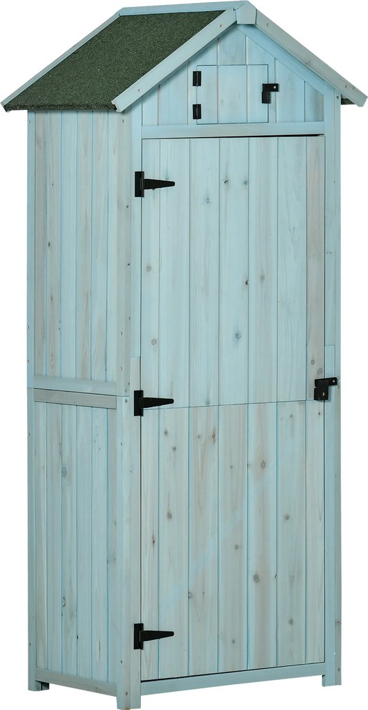 Magazie de Gradina Outsunny, din Lemn Impermeabila, 77x54,2x179cm, Albastru | Aosom Romania