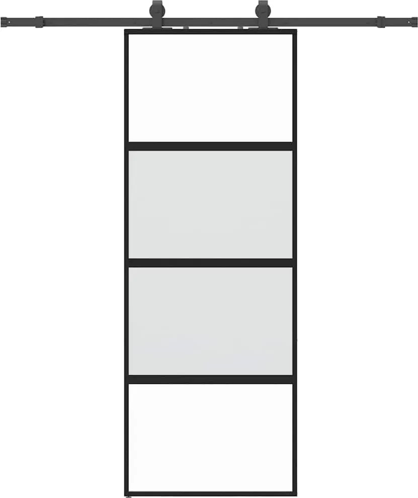 vidaXL Ușă glisantă cu set feronerie neagră 76x205cm sticlă securizată