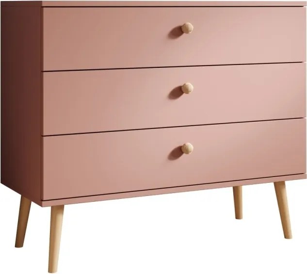 Comodă cu trei sertare, Beni, ADRK Furniture (Culoare: Roz / Roz)