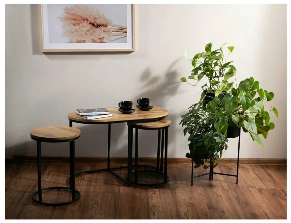 Măsuță de cafea Lucera, stejar artisan / negru