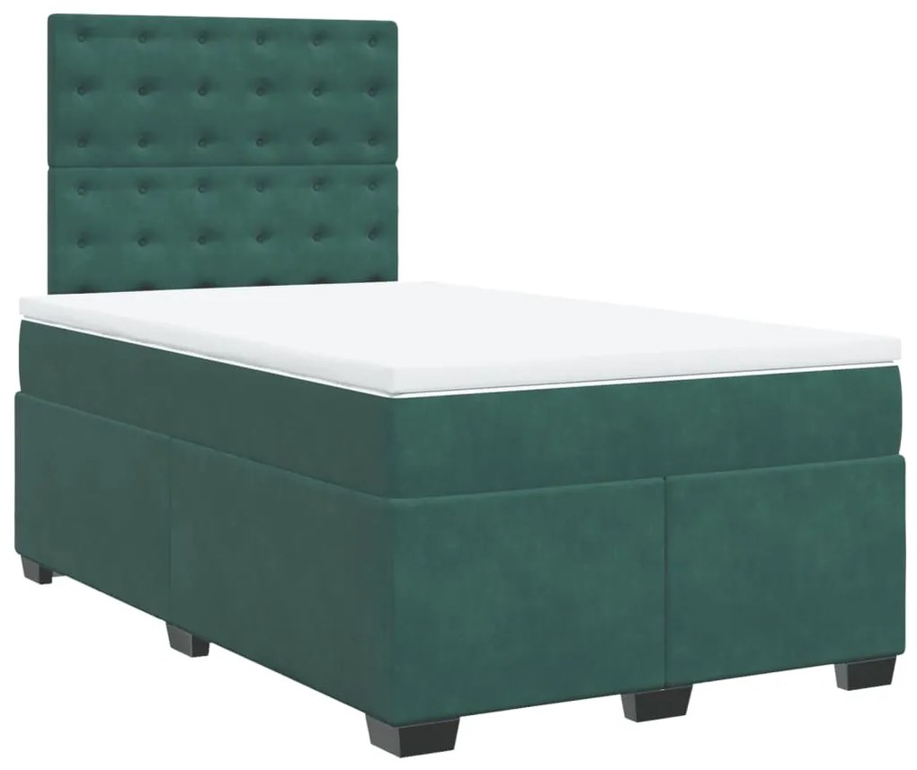 3290873 vidaXL Pat box spring cu saltea, verde închis, 120x190 cm, catifea