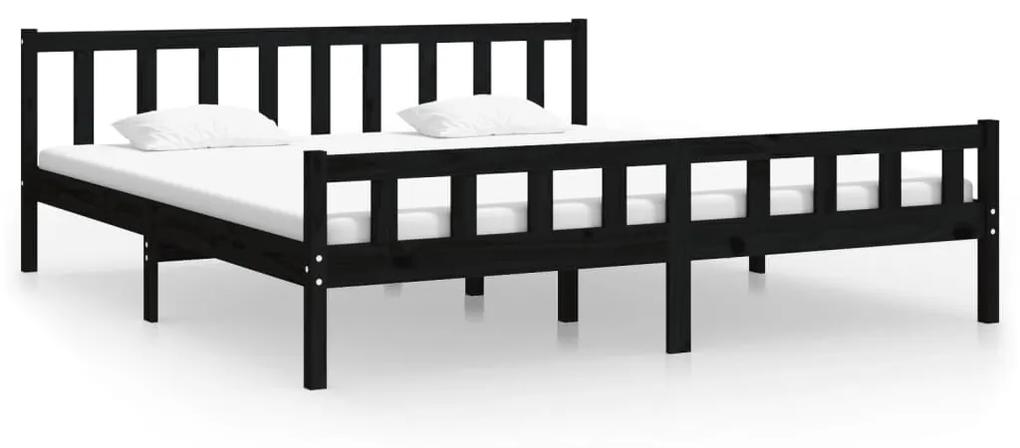 810703 vidaXL Cadru de pat, negru, 200x200 cm, lemn masiv
