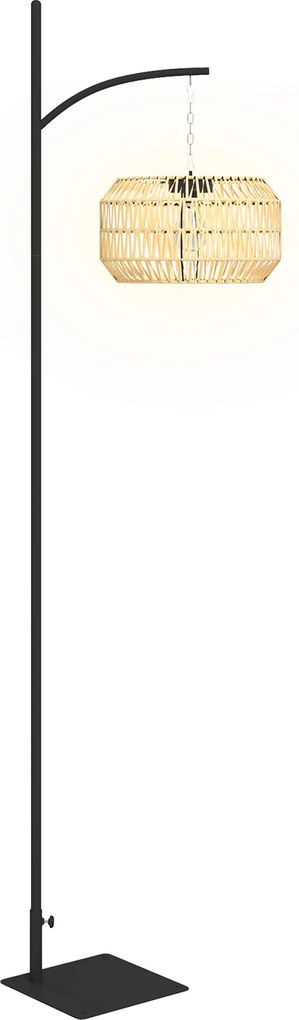 Outsunny Lampadar solar exterior rășină împletită, lampadar boem 178 cm, senzor de lumină, iluminare automată, galben | Aosom Romania