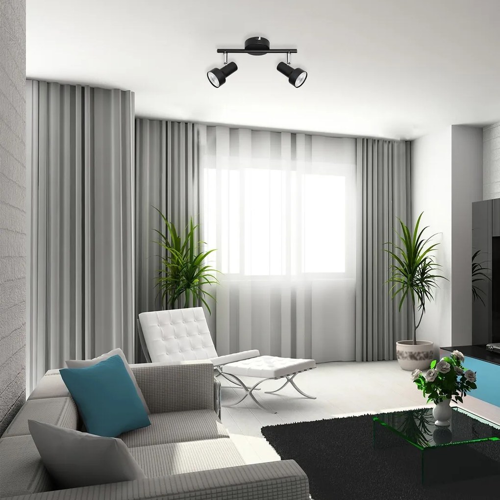 Aplica 2 spoturi design industrial metalica KONRAD negru 5323 RX