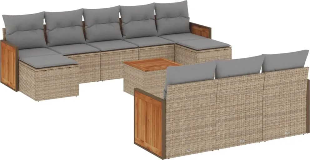 vidaXL Set canapele de grădină cu perne, 11 piese, bej, poliratan