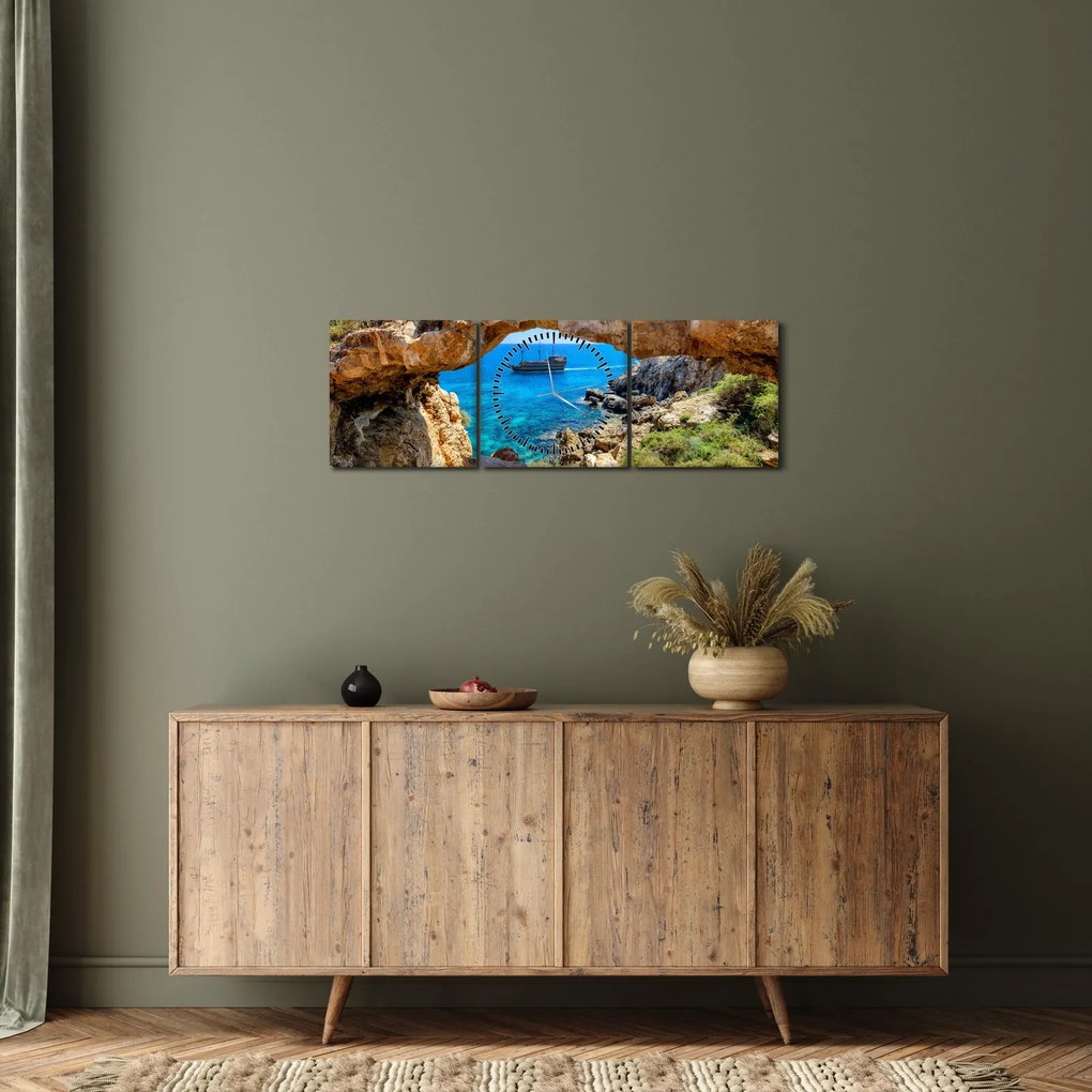 Tablou - Capul Greco (cu ceas) (90x30 cm)