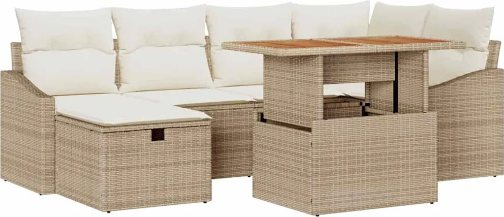 vidaXL Set de canapele pentru grădină 7 pcs Bej poliratan