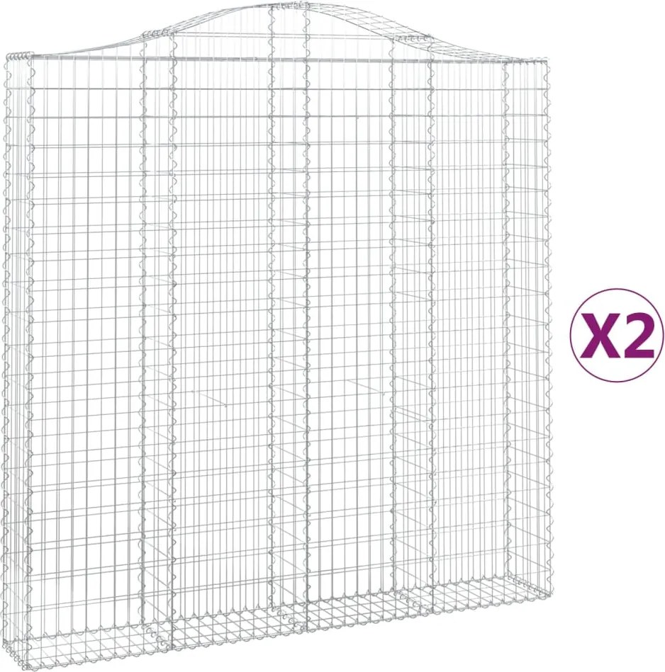 vidaXL Coșuri gabion arcuite 2 buc. 200x30x200/220 cm fier galvanizat