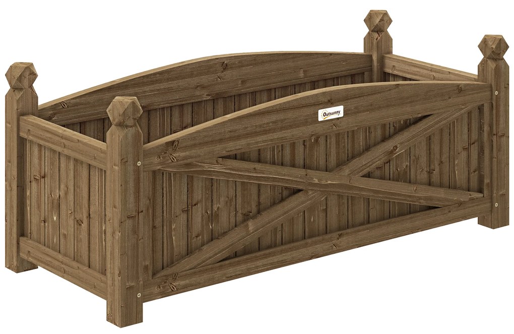 Outsunny Jardiniță din lemn, pat de flori în aer liber din lemn cu găuri de drenaj, 90 x 39 x 37 cm, maro închis | Aosom Romania