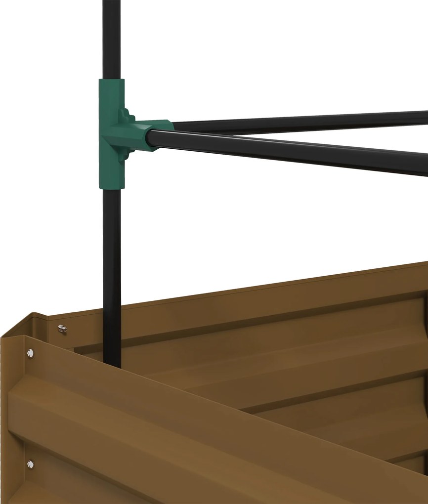 Outsunny Jardinieră înălțată cu grilaj, cutie de plantare cu suport de susținere, fund deschis, rezistent la intemperii, 61 cm x 61 cm x 140 cm, Braun | Aosom Romania