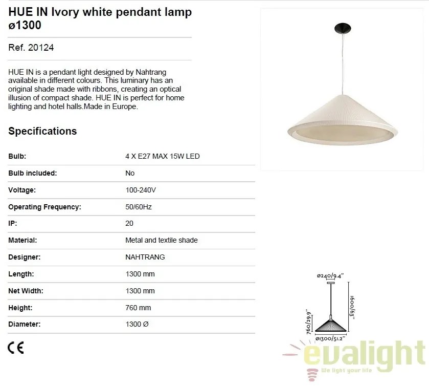 Lustra decorativa design XXL HUE ivory 20124