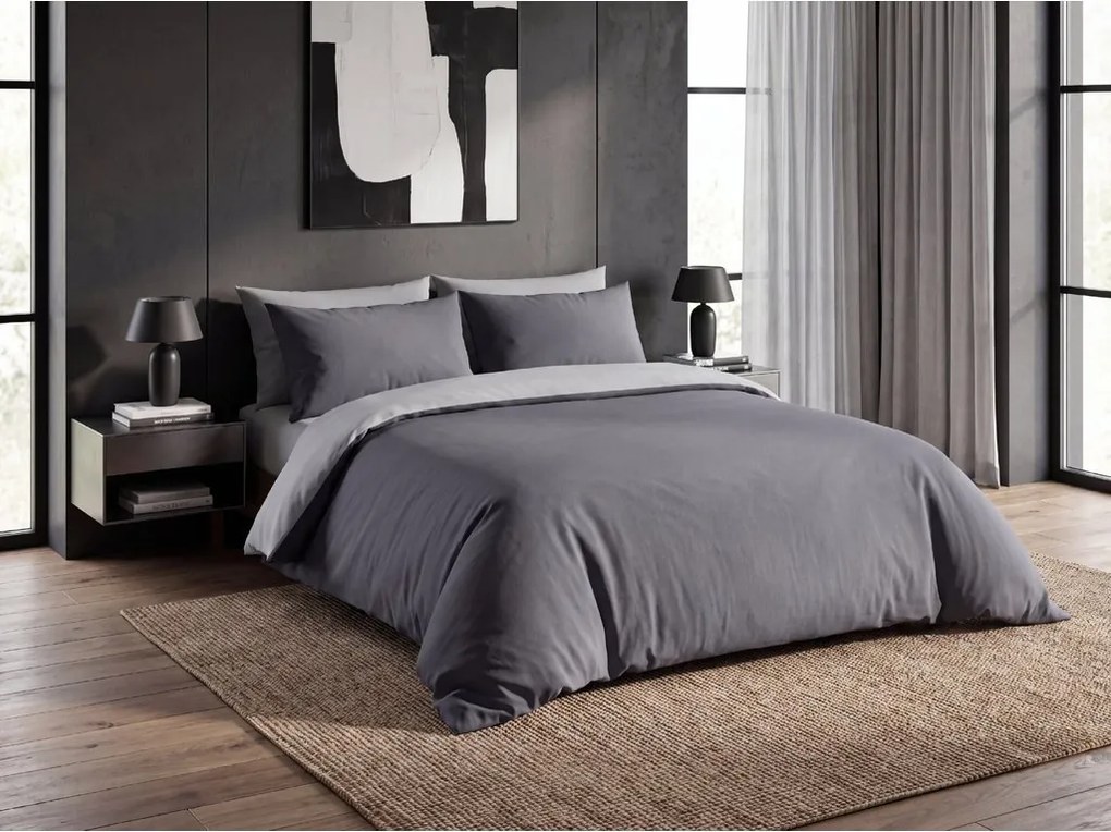 Lenjerie de pat din bumbac LITS gri deschis Dimensiune lenjerie de pat: 2 ks 60 x 70 cm | 240 x 200 cm
