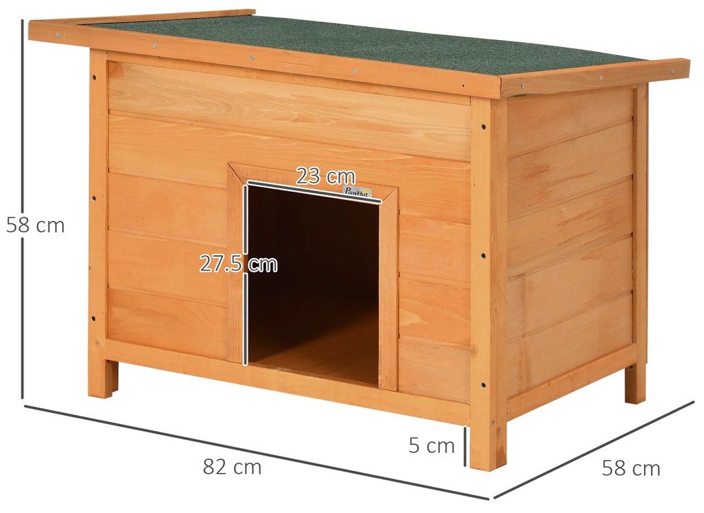 PawHut Cușcă pentru Câini Impermeabilă pentru Extern din Lemn de Brad, 82x58x58cm | Aosom Romania