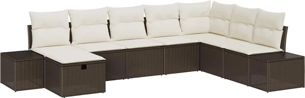 vidaXL Set de canapele pentru grădină cu pernă 8 pcs Maro poliratan