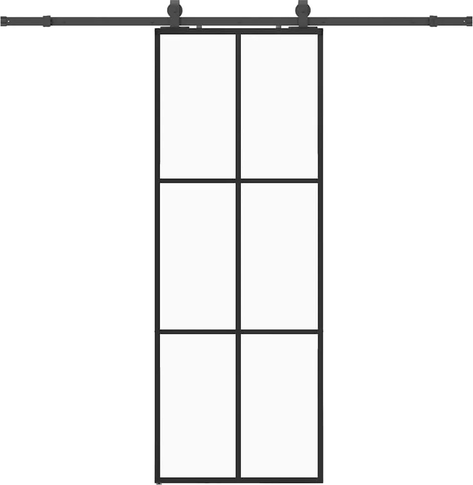 vidaXL Ușă glisantă cu set de feronerie neagră 76x205 cm Sticlă ESG