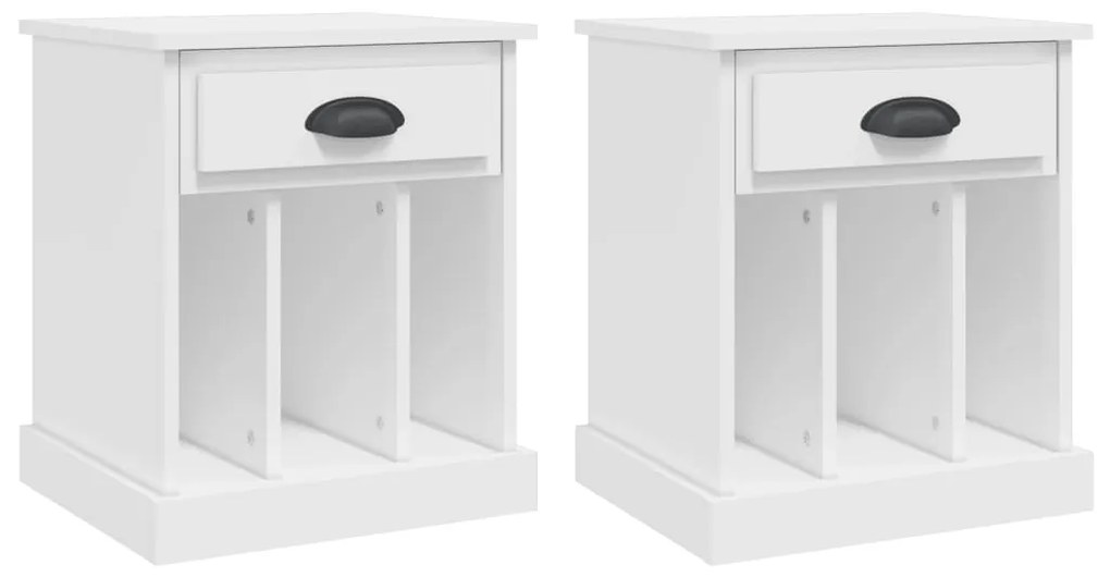 816345 vidaXL Noptiere, 2 buc., alb, 43x36x50 cm