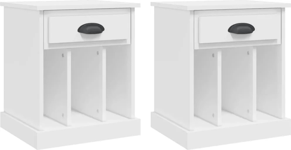 vidaXL Noptiere, 2 buc., alb, 43x36x50 cm