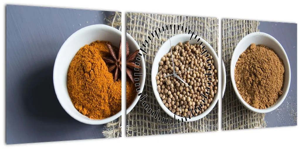 Tablou cu condimente (cu ceas) (90x30 cm)