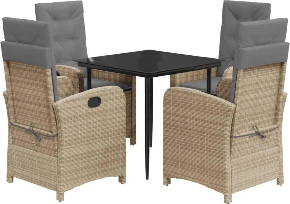 vidaXL Set mobilier pentru grădină, 5 piese, cu perne, bej, poliratan