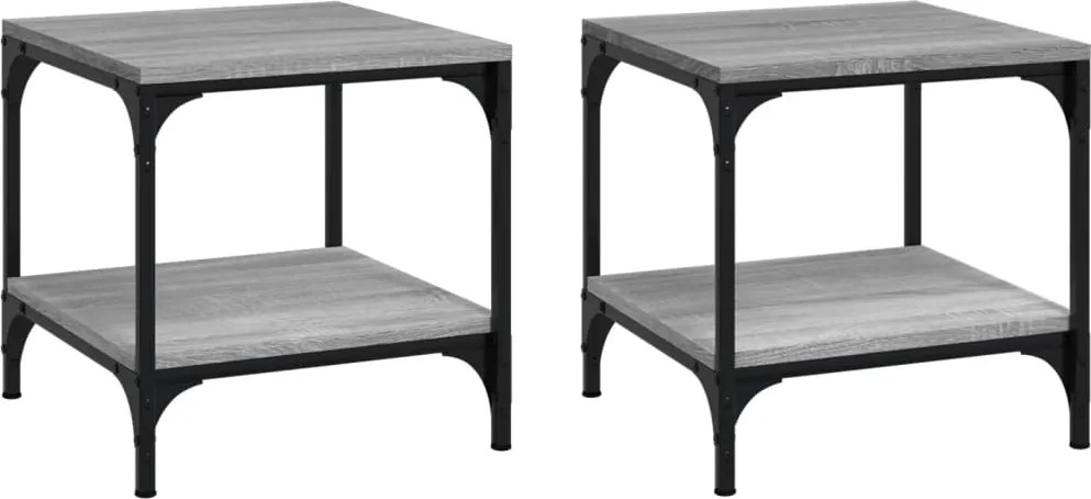 vidaXL Măsuțe laterale 2 buc. gri sonoma 40x40x40 cm lemn prelucrat
