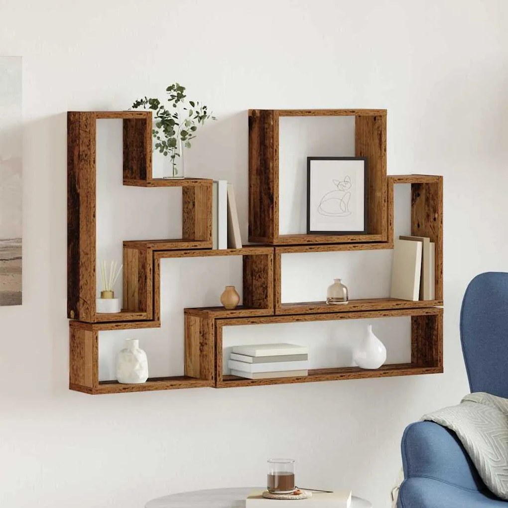 vidaXL Cubo de perete cu raft Lemn vechi 96 x 12 x 64 cm Lemn compozit