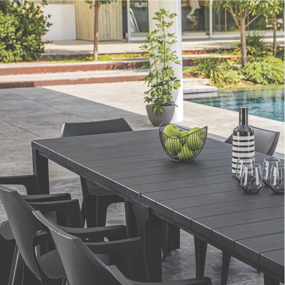 Masă dublă de grădină Julie din plastic, grafit