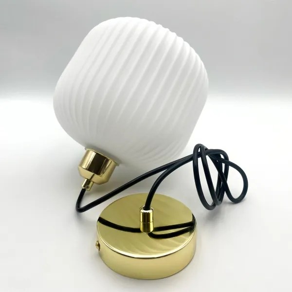 Lustră pe cablu HARMA 1xE27/15W/230V d. 20 cm alb/auriu