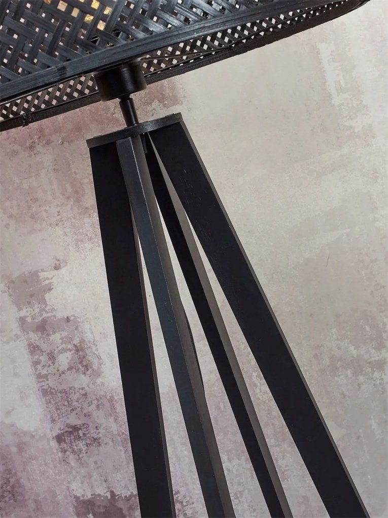 Lampadar eco din bambus Java 4-legs bl/50x22, negru/ natur