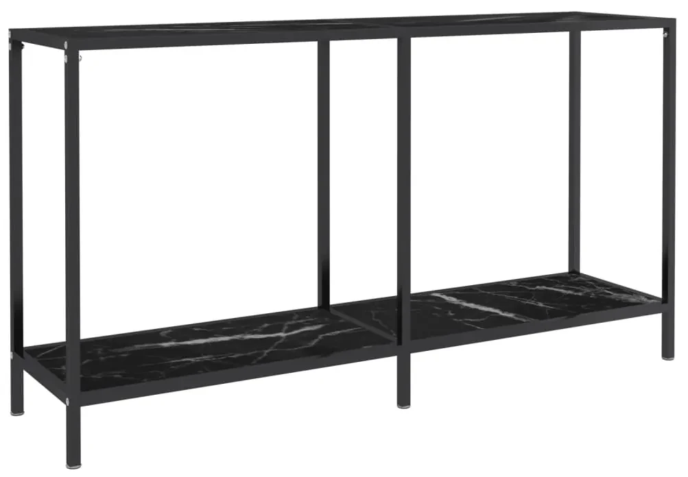 331697 vidaXL Masă consolă, negru, 140x35x75,5 cm, sticlă securizată