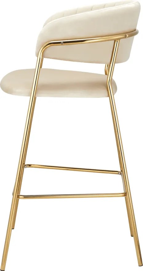 Scaun de bar de design, ţesătură bej Velvet/gold crom auriu, DASMIN TIP 2