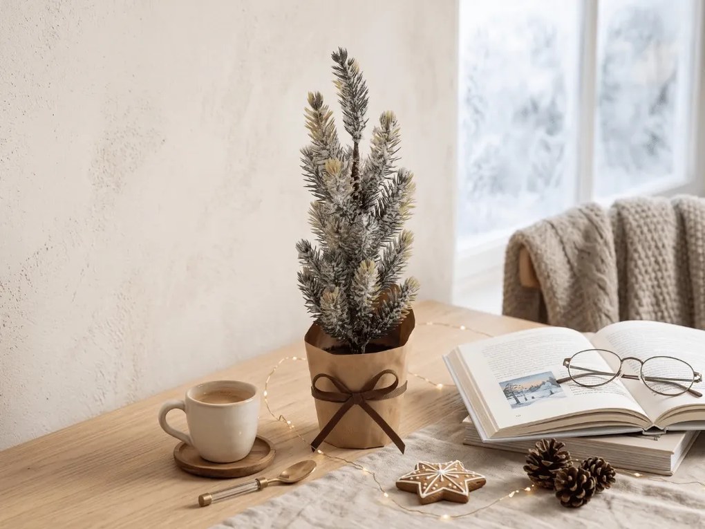 Bradut decorativ de Craciun FROSTY TREE in ghiveci 22 cm