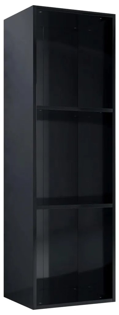 800142 vidaXL Bibliotecă/Comodă TV, negru extralucios, 36x30x114 cm, PAL