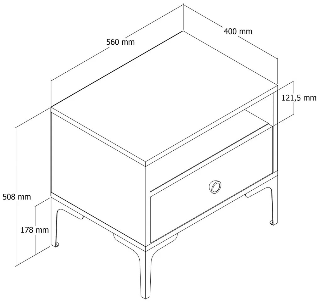Noptieră Lizbon Walnut Anthracite