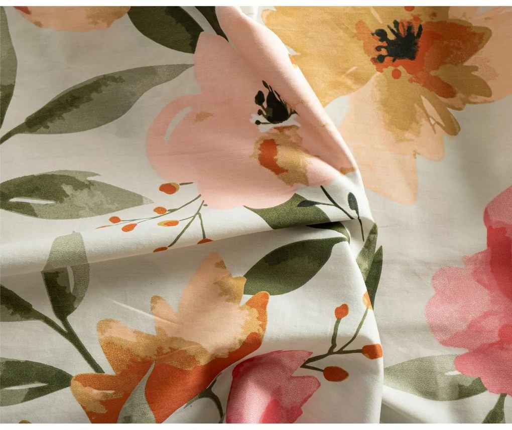 Lenjerie de pat din satin Floralis, 140 x 200 cm,70 x 90 cm