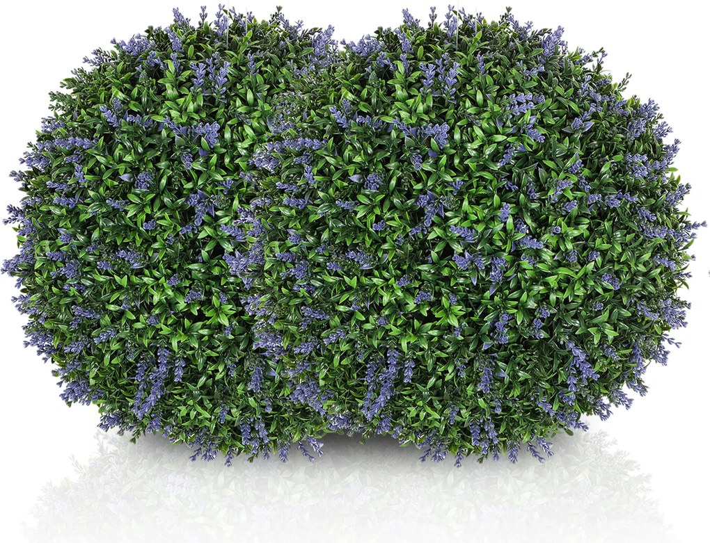 HOMCOM Set de 2 Plante Artificiale Sferice cu Flori de Lavandă, Ø42 cm, Violet | Aosom Romania