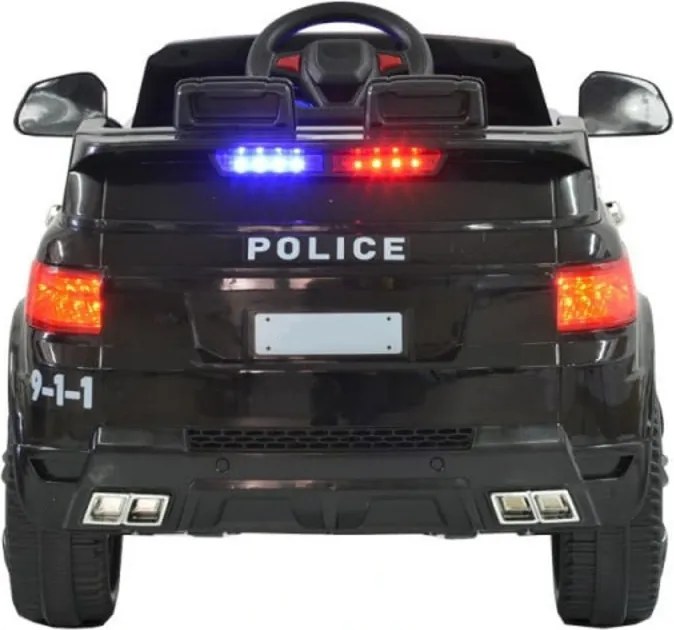 Masinuta Electrica de politie cu acumulator pentru copii NOVOKIDS™ Police Squad SUV , Cu girofar fata/spate, Melodii si USB , 3-6 ani , Usi cu