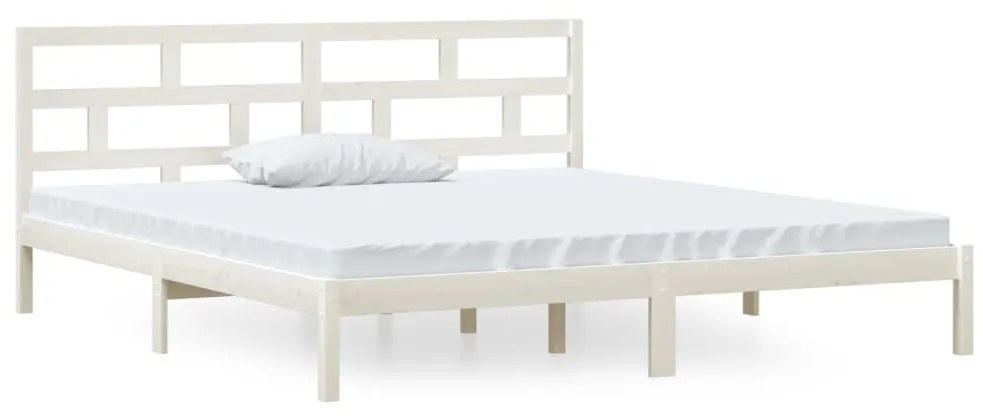 3101199 vidaXL Cadru de pat, alb, 140x190 cm, lemn masiv de pin