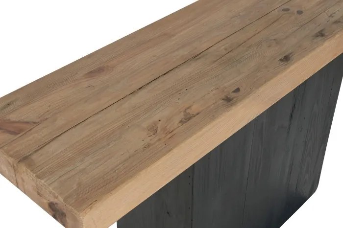 Consolă din lemn de pin reciclat, finisaj natural, masă consolă pentru hol sau living, „Bucolic”