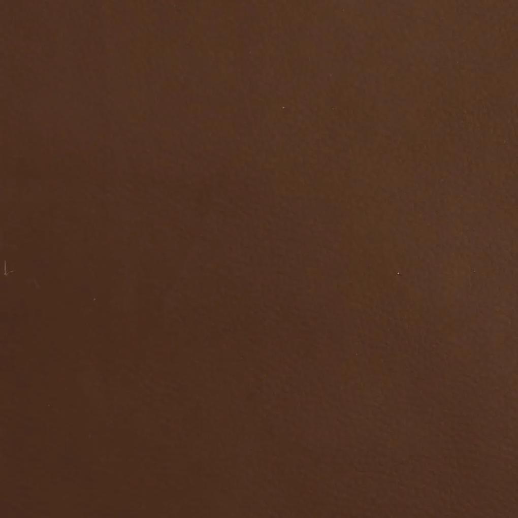 Taburet, maro, 45x29,5x39 cm, piele ecologica lucioasa Maro, Picior cromat in forma de stea