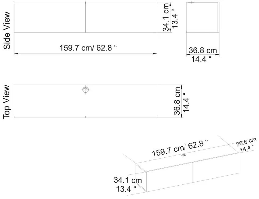 Comoda TV Poling - Alb, Walnut