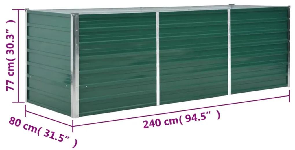 Strat inaltat de gradina, verde, 240x80x77 cm, otel galvanizat 1, Verde, 240 x 80 x 77 cm