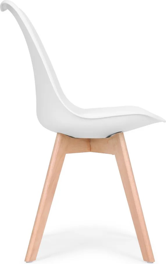 Set de 4 scaune de masă cu pernă din piele ecologică albă