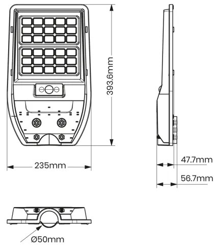 Lampă stradală solară LED VIA 50W/5000mAh 3,2V 6000K IP65 + DO