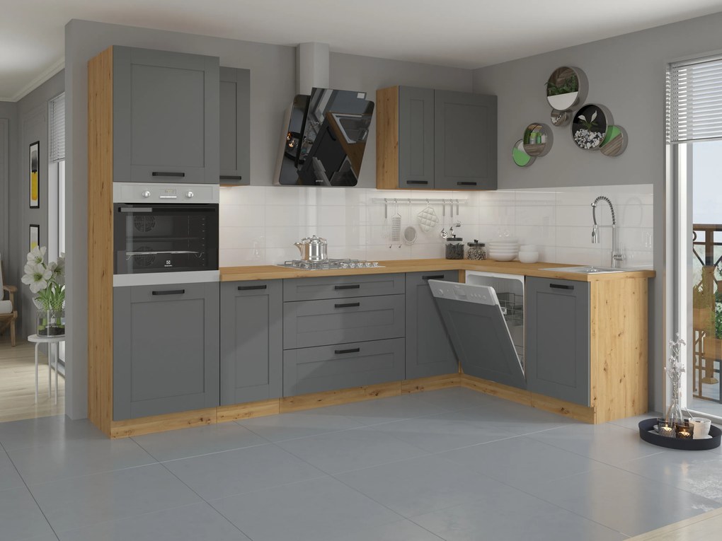 Dulap de bucătărie pentru alimente Lucid 60 DP 210 2F (Stejar artisan + dustgrey). 1045611