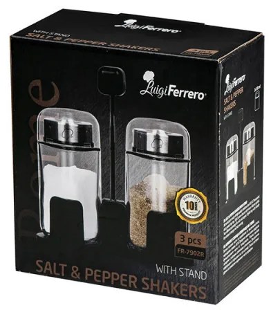 Set sărier Luigi Ferrero Rome FR-7902R, 100 ml, 3 bucăți, Suport, Oțel inoxidabil, Transparent/inox